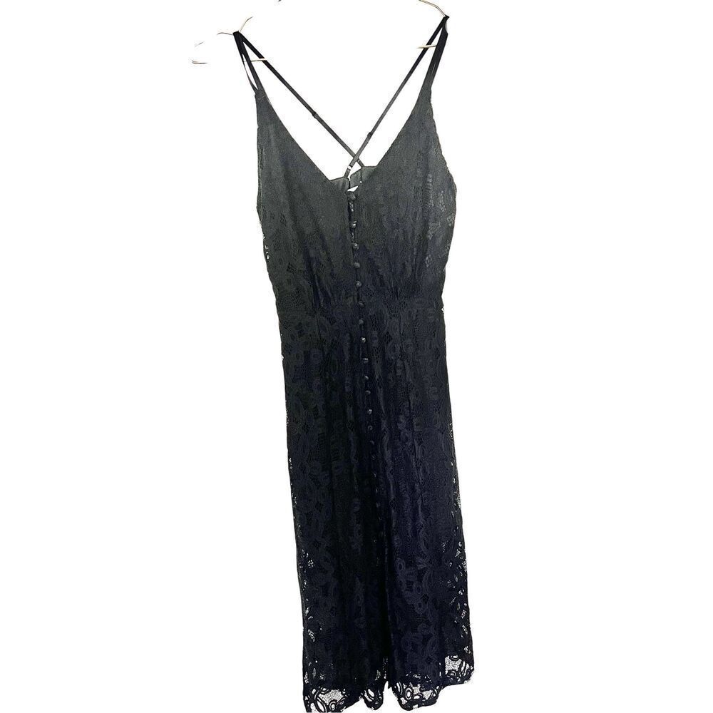 Y2K lace midi slip dress with buttons sz xxs